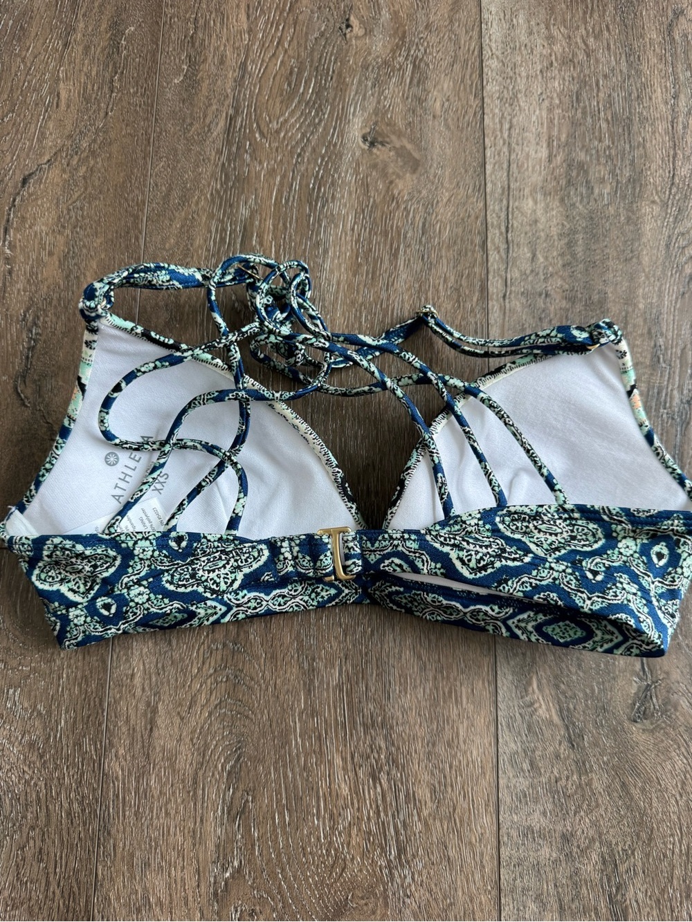 Athleta Paisley Print Strappy Blue Bikini Top Size XXS - Picture 3 of 4